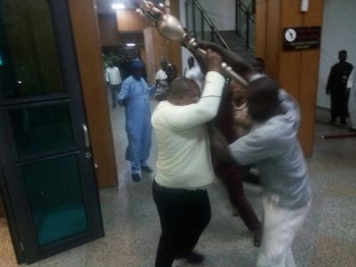 PHOTOS: Thugs invade Nigerian senate plenary, snatch mace  %Post Title