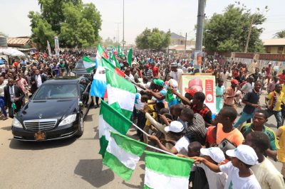 PHOTOS: See the crowd that welcomed President Buhari to Bauchi state today  %Post Title