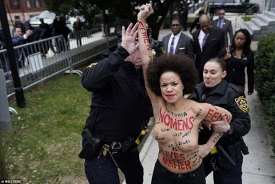 Actress protests topless at Bill Cosby’s sexual assault retrial  %Post Title