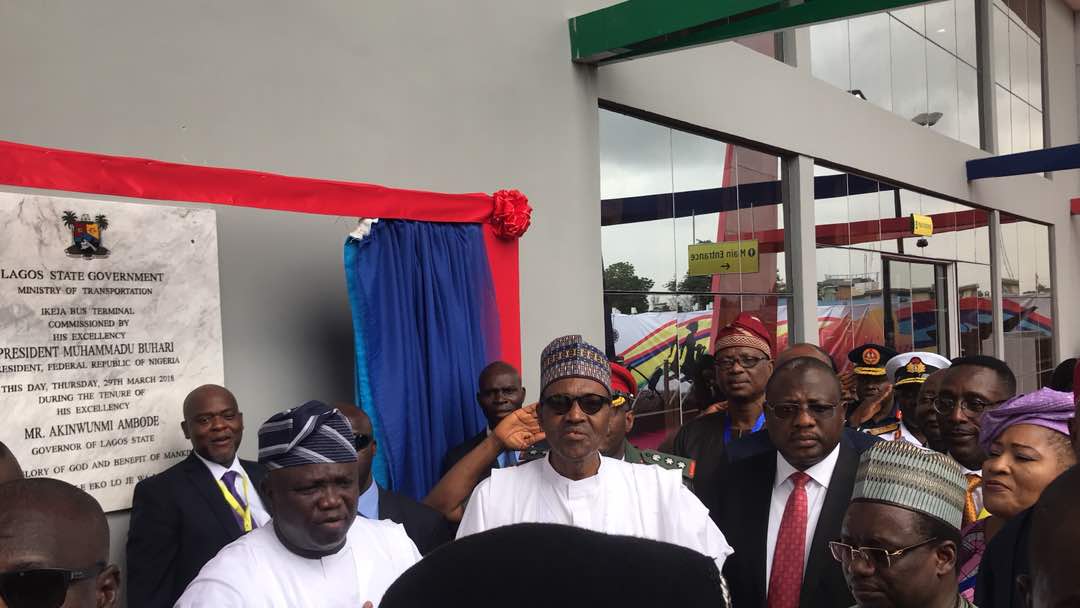 PHOTOS: President Buhari at the Ikeja bus terminal in Lagos  %Post Title
