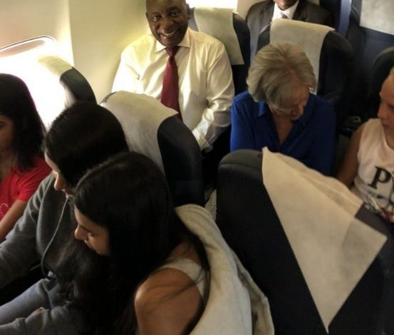 South African President Ramaphosa travels economy class  %Post Title