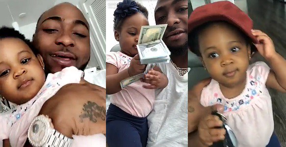 30 billion baby: Davido lets his daughter Hailey play with dollar bills  %Post Title
