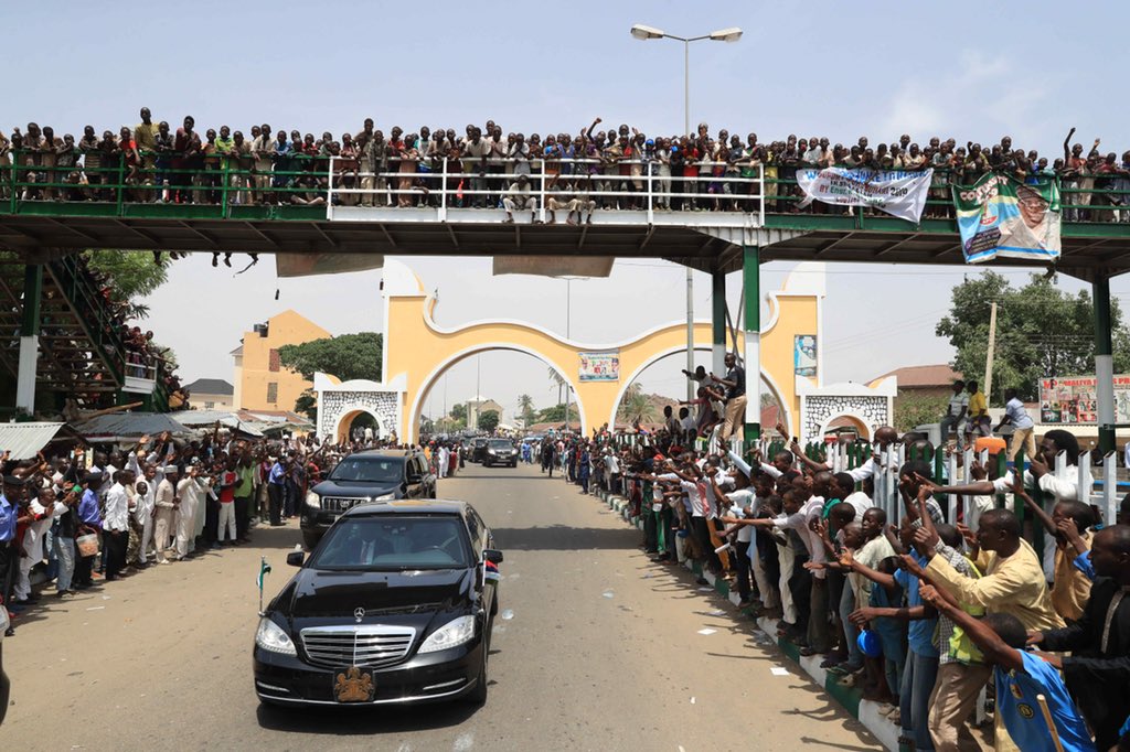 PHOTOS: See the crowd that welcomed President Buhari to Bauchi state today  %Post Title