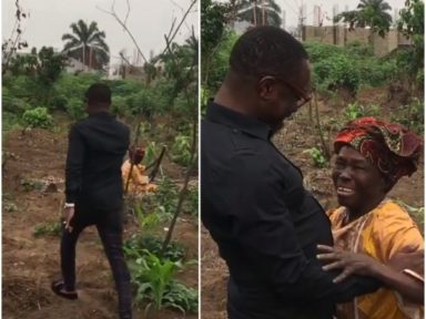 Beautiful video of Julius Agwu meeting his mother in the farm  %Post Title