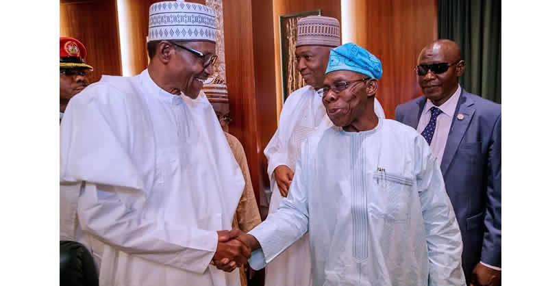 BREAKING: Obasanjo, Buhari in friendly mood at Council of State meeting - Photo/Image