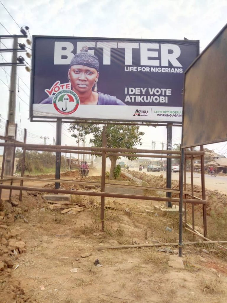 Woman cries out over unauthorized use of her image for Atiku's campaign adverts on billboards across the country (Photos) %Post Title