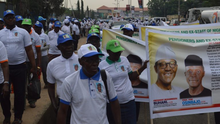 PHOTOS: Pensioners, ex-Airways staff hold rally for Buhari %Post Title