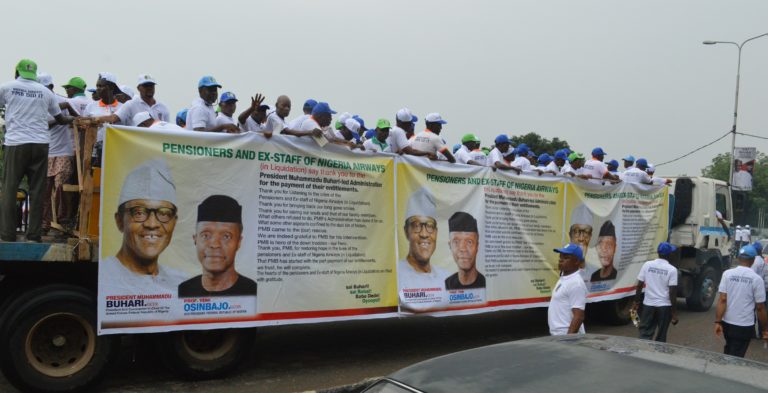 PHOTOS: Pensioners, ex-Airways staff hold rally for Buhari %Post Title