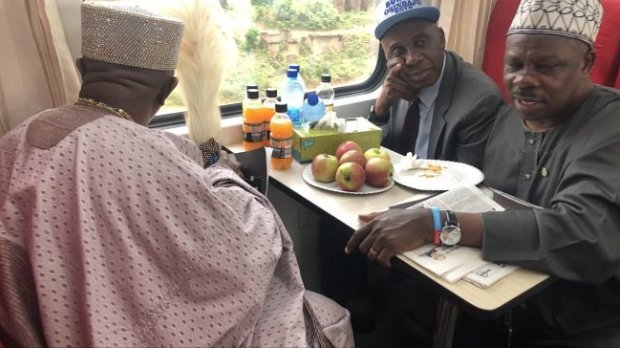 After endorsing Moghalu, Soyinka joins Amaechi at test of Lagos-Ibadan railway %Post Title