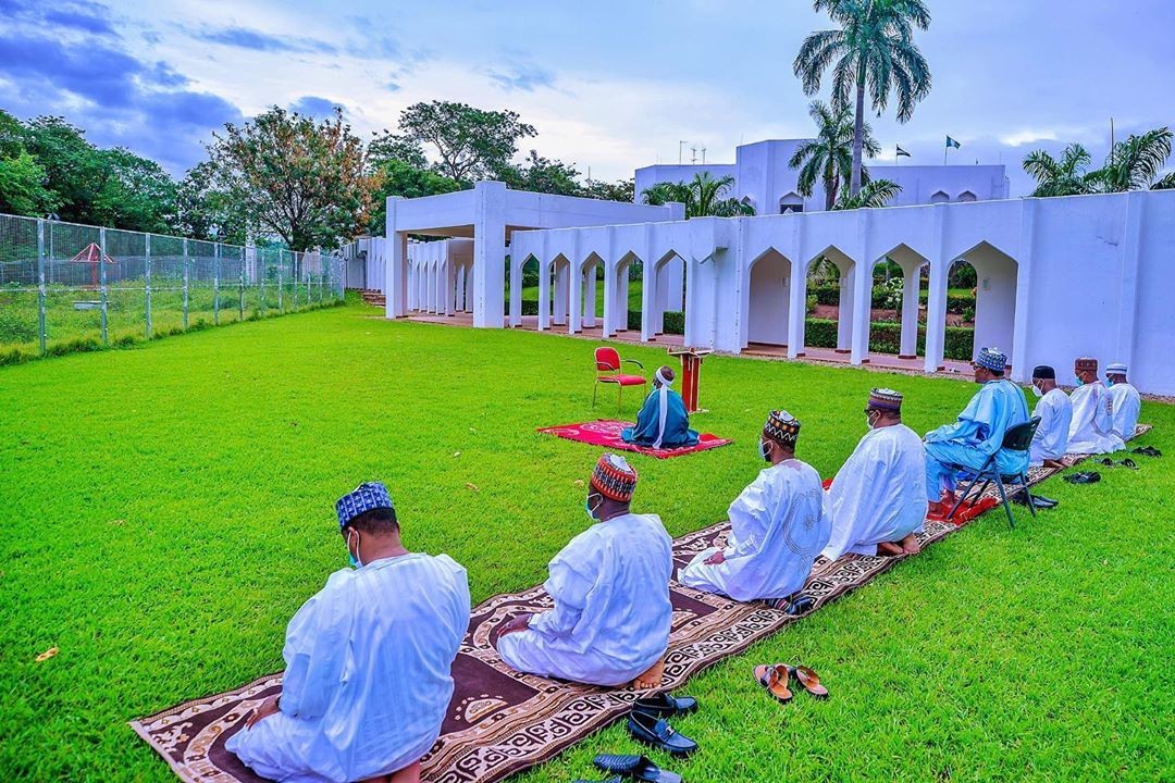 PHOTOS: President Muhammadu Buhari observes Eid prayers with members of immediate family  %Post Title