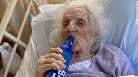 103-year-old woman beat Covid-19, celebrates with a cold beer  %Post Title