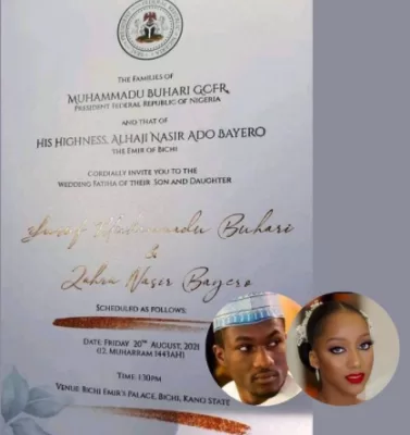 Wedding Invitation Letter Of President Buhari’s Son (Photo)  %Post Title