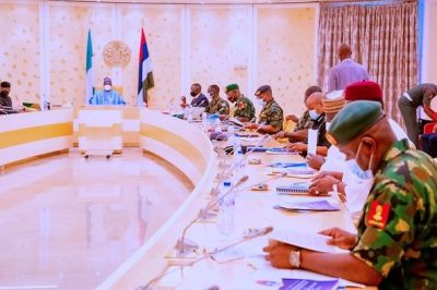 Photos: Buhari meets service chiefs in Aso Villa  %Post Title
