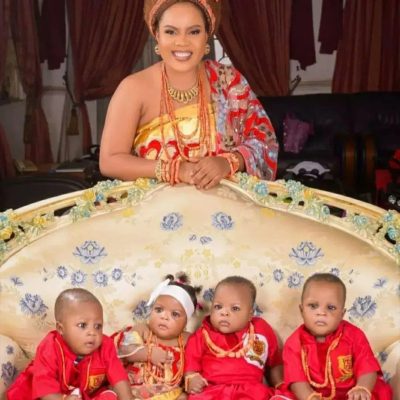 PHOTOS: Oba Of Benin, Wife With Quadruplets  %Post Title