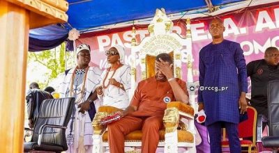 Stop disgracing our heritage – Internet users criticise Adeboye for sitting on Oyo monarch’s throne  %Post Title